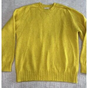 Jamieson's Scottish Shetland Crewneck Yellow Sweater Sz XXL Wool